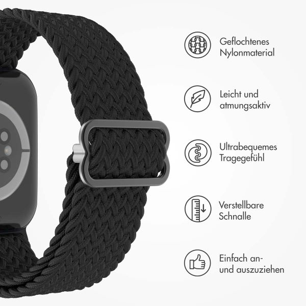 imoshion Gewebtes Nylonarmband für die Apple Watch Series 1 bis 9 / SE (38/40/41 mm) | Series 10 (42 mm) - Schwarz