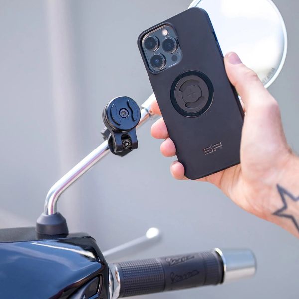 SP Connect Mirror Mount Pro SPC+ - Handyhalterung für Motorrad und Roller – Spiegelbefestigung – Verstellbar - Schwarz