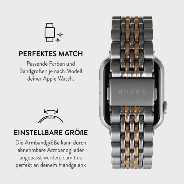 Burga Edelstahlarmband für Apple Watch | 38/40/41/42 mm - Platinum Gold