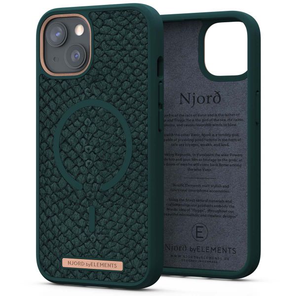 Njorð Collections Salmon Leather MagSafe Case für das iPhone 13 - Dark Green