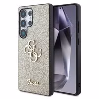 Guess 4G Metal Logo Back Cover mit Glitter Samsung Galaxy S25 Ultra - Gold