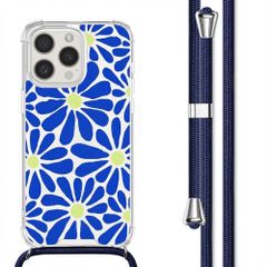 imoshion Design Hülle mit Band Apple iPhone 15 Pro - Cobalt Blue Flowers Connect