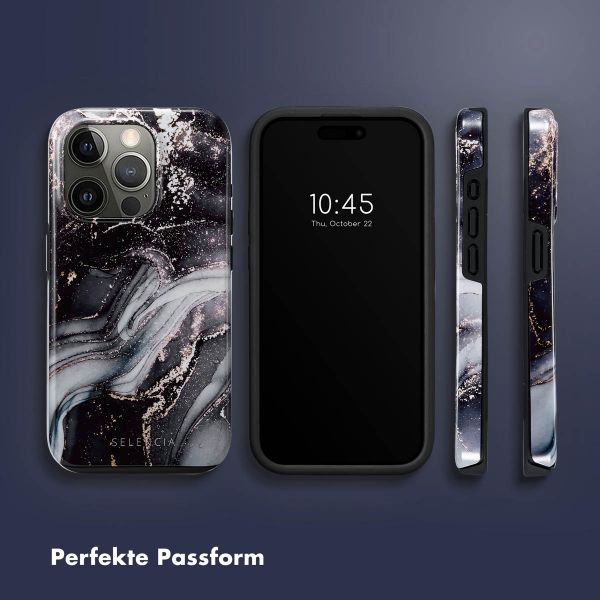 Selencia Vivid Tough Back Cover für das iPhone 15 Pro - Chic Marble Black