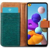 imoshion Luxuriöse Canvas-Klapphülle Samsung Galaxy A21s - Grün
