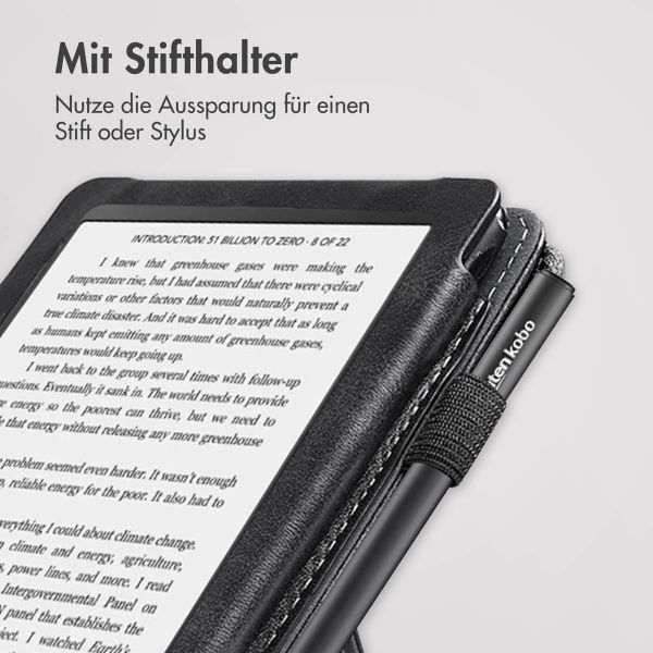 imoshion Klapphülle Sleepcover mit strap und stand Kobo Clara 2E / Tolino Shine 4 - Schwarz
