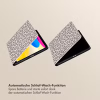 Selencia Sabi Klapphülle mit Leopardenmuster Apple iPad 11 (2025) 11 Zoll A16 / iPad 10 (2022) 10.9 Zoll - Soft Ivory