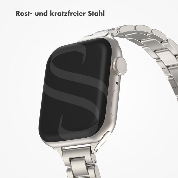 Selencia Slim Stahlgliederarmband für das  Apple Watch Series 1 t/m 9 / SE (38/40/41 mm) | Series 10 / 11 (42 mm) - Polarstern