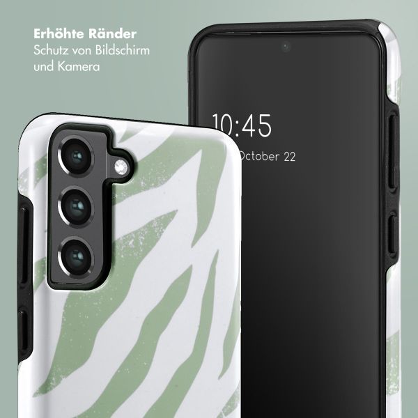 Selencia Vivid Back Cover Samsung Galaxy S21 FE - Colorful Zebra Sage Green