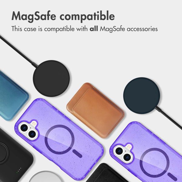 imoshion Sparkle Back Cover mit MagSafe Apple iPhone 16 - Glitzer Violett