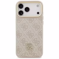 Guess Classic Strass Logo Leather Back Cover mit MagSafe Apple iPhone 17 Pro Max - Rosa