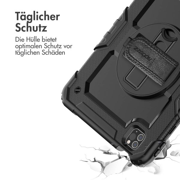 Accezz ﻿Robustes Back Cover mit Schultergurt für das iPad Air 5 (2022) / Air 4 (2020) - Schwarz