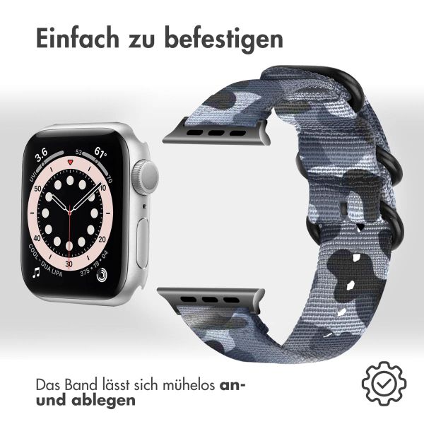 imoshion Robustes Nylonarmband für das  Apple Watch Series 1 - 9 / SE (38/40/41 mm) | Series 10 / 11 (42 mm) - Camouflage Grey