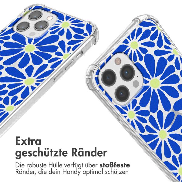 imoshion Design Hülle mit Band für das iPhone 12 (Pro) - Cobalt Blue Flowers Connect