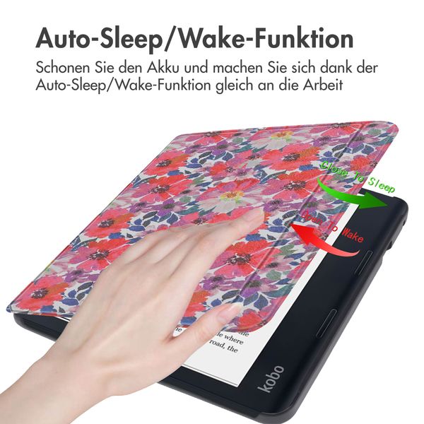 imoshion Design Slim Hard Case Sleepcover mit Stand für das Kobo Sage / Tolino Epos 3 - Flower Watercolor