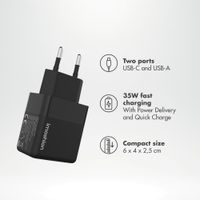 imoshion Wandladegerät - Ladegerät - USB-C + USB-A - Power Delivery und Quick Charge - 35W - Schwarz