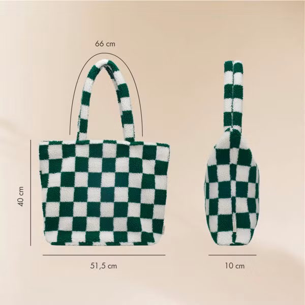 Selencia Zaya Tote Bag - Teddy Laptoptasche 16 Zoll - Checkered Green