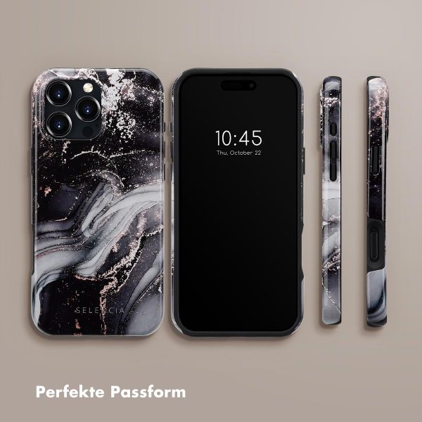 Selencia Vivid Tough Back Cover MagSafe für das Apple iPhone 16 Pro Max - Chic Marble Black