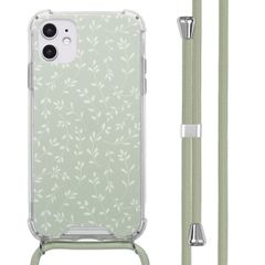 imoshion Design Hülle mit Band Apple iPhone 11 - Smoke Green Flowers