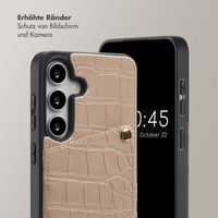 Selencia Nova Croco HandyHülle mit Kordel und Kartenhalter Samsung Galaxy S24 / S25 - Beige