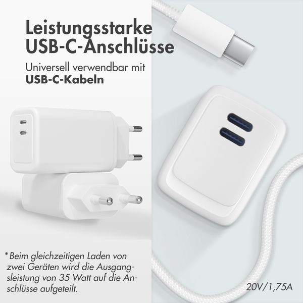imoshion 35 Watt Ladegerät | Mit 2 USB-C-Anschlüsse - Weiß