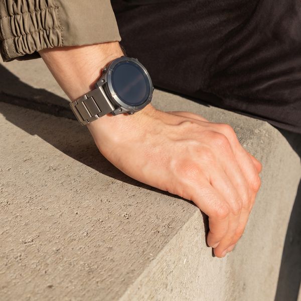 Accezz Mattes Titanstahlarmband -   Garmin 22 mm Anschluss - Titanium