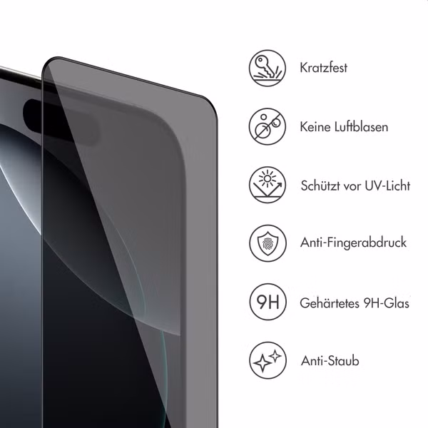 Accezz Sichtschutz-Schutzglas mit Applikator Apple iPhone 16 Pro