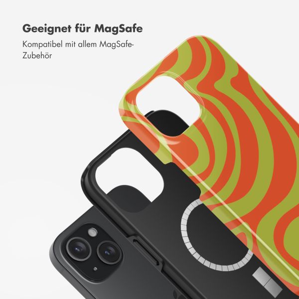 Selencia Vivid Rückabdeckung mit MagSafe Apple iPhone 15 - Wavy Swirl Orange Fern