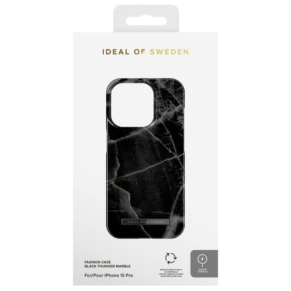 iDeal of Sweden Fashion Back Case für das iPhone 15 Pro- Black Thunder Marble