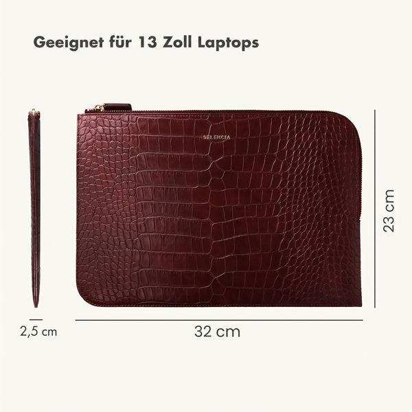 Selencia Croco Laptop Hülle 13 Zoll - Laptop Sleeve - Burgundy