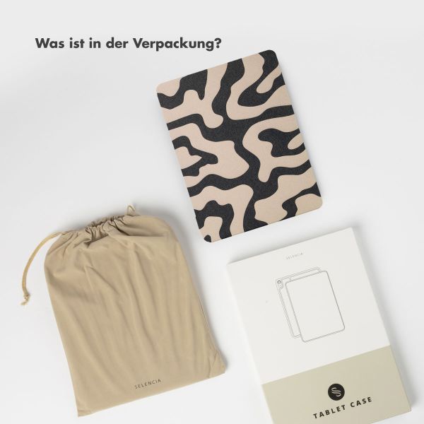 Selencia Vivid Klapphülle Apple iPad 9 (2021) 10.2 Zoll / iPad 8 (2020) 10.2 Zoll / iPad 7 (2019) 10.2 Zoll - Art Wave Black