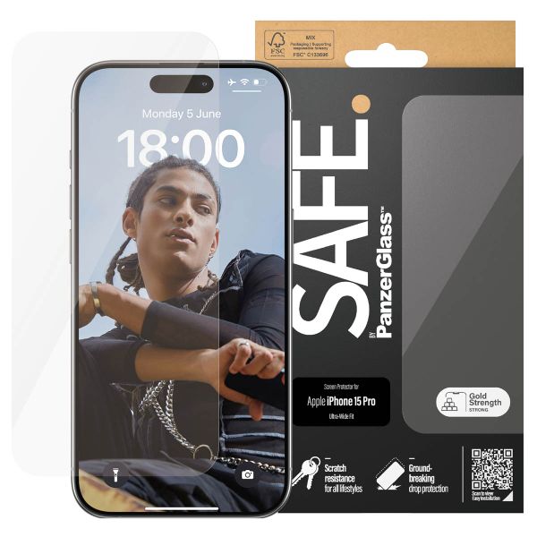 SAFE by PanzerGlass Ultra-Wide Fit Displayschutz für das iPhone 15 Pro