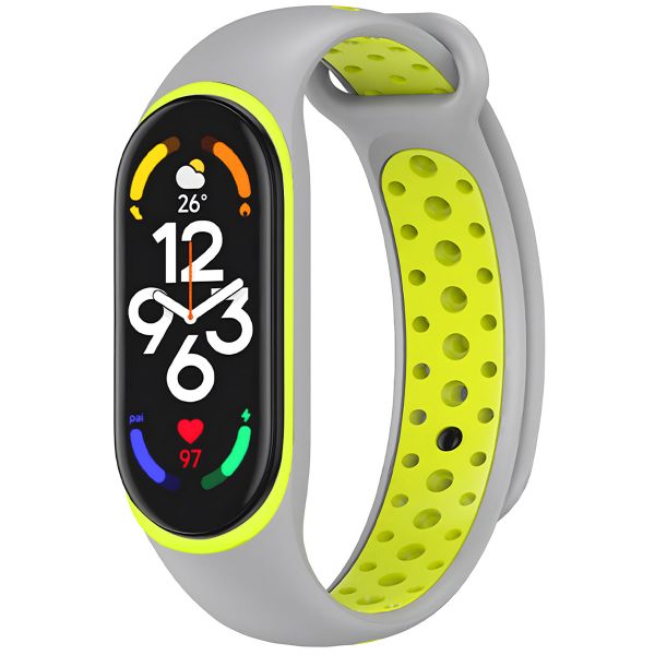 imoshion Silikonband Sport für das Xiaomi Mi Band 7 - Grau / Lime