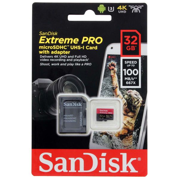 SanDisk microSD Extreme PRO - 32GB - Inklusive SD-Adapter und RescuePro Deluxe - UHS-I/U3/Full HD/4K UHD