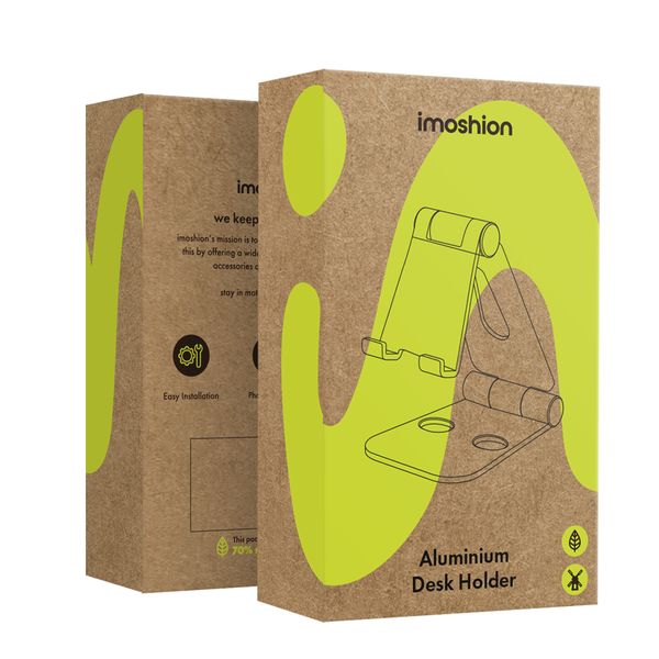 imoshion Aluminium-Handyhalter Schreibtisch - Verstellbar - Universal - Schwarz
