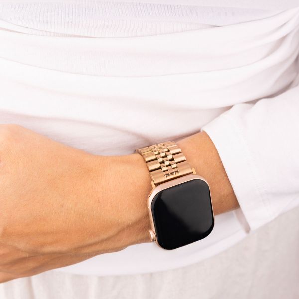 Selencia Jubilee-Edelstahlarmband für Apple Watch Series 1 t/m 9 / SE (38/40/41 mm) | Series 10 / 11 (42 mm) - Rosé gold
