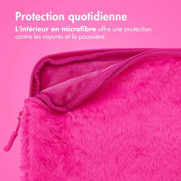 imoshion Fluffy Laptop Hülle 13-14 Zoll - Laptop Sleeve - Hot Pink