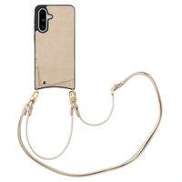 Selencia Nova Croco Handyhülle mit Kordel und Kartenhalter Samsung Galaxy A36 / A56 - Beige