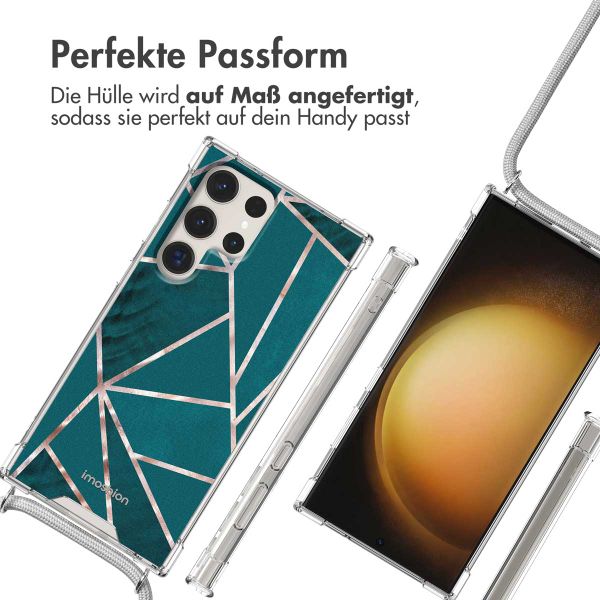 imoshion Design Hülle mit Band Samsung Galaxy S23 Ultra - Petrol Green Graphic