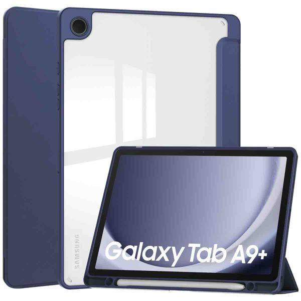 imoshion Trifold Hardcase Klapphülle für das Samsung Galaxy Tab A9 Plus - Dunkelblau