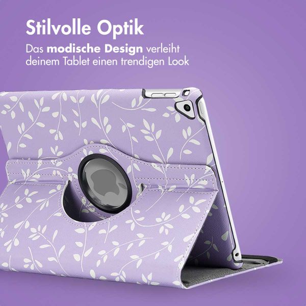 imoshion 360° drehbare Design Klapphülle Apple iPad 6 (2018) 9.7 Zoll / iPad 5 (2017) 9.7 Zoll / Air 2 (2014)/Air 1 (2013) - Lavender Flowers