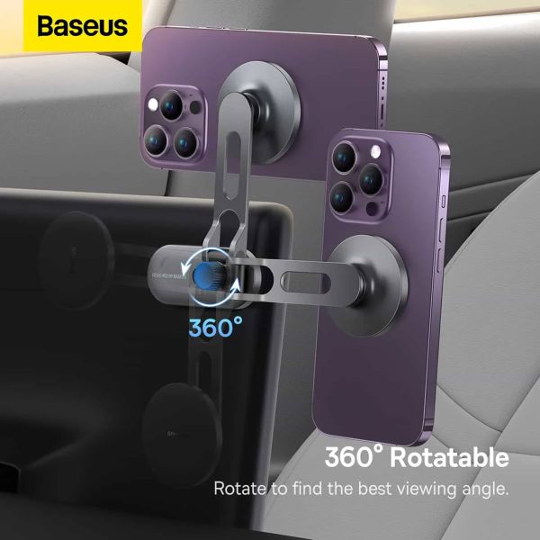 Baseus T-Space Series Magnetische Handyhalterung Auto – Armaturenbrett und Mittelkonsole – MagSafe – Frost Silver