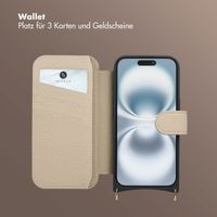 Selencia Riva Bookcase mit MagSafe und Handgelenkband Apple iPhone 16 - Beige