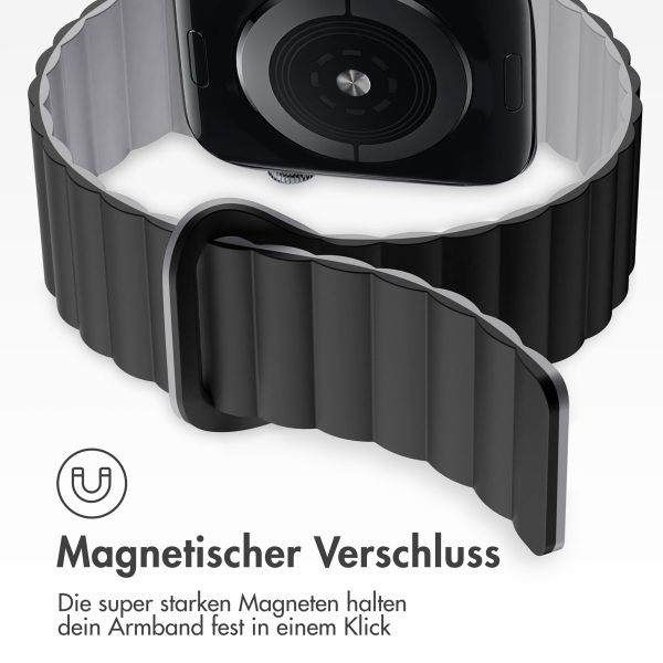 imoshion Silikon-Magnetarmband für die Apple Watch Apple Watch Series 1 bis 10 / SE / Ultra (2) (44/45/46/49 mm) - Schwarz / Grau