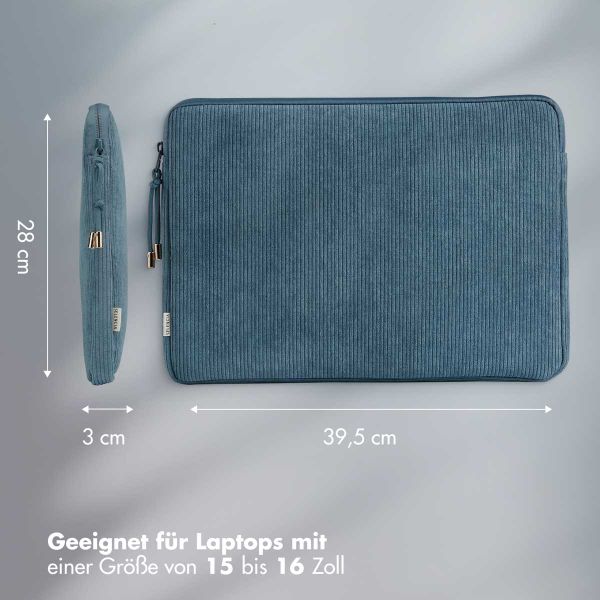 Selencia Cord Laptop Hülle 15-16 Zoll - Laptop Sleeve - Slate Blue