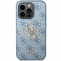 Guess 4G Metal Logo Back Cover für das iPhone 14 Pro - Blau