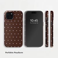 Selencia Vivid Back Cover Apple iPhone 15 - Happy Dots Chocolate