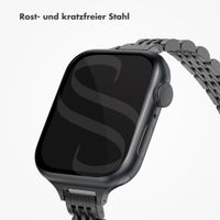 Selencia Jubilee inspiriertes schmales Edelstahlarmband für Apple Watch Series 1 t/m 9 / SE (38/40/41 mm) | Series 10 / 11 (42 mm) - Schwarz