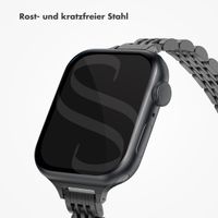 Selencia Jubilee inspiriertes schmales Edelstahlarmband für die Apple Watch Series 1 bis 9 / SE (38/40/41 mm) | Series 10 (42 mm) - Schwarz