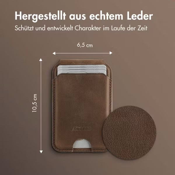 Accezz Vintage Leder MagSafe Kartenhalter mit Ständer - Rustic Brown