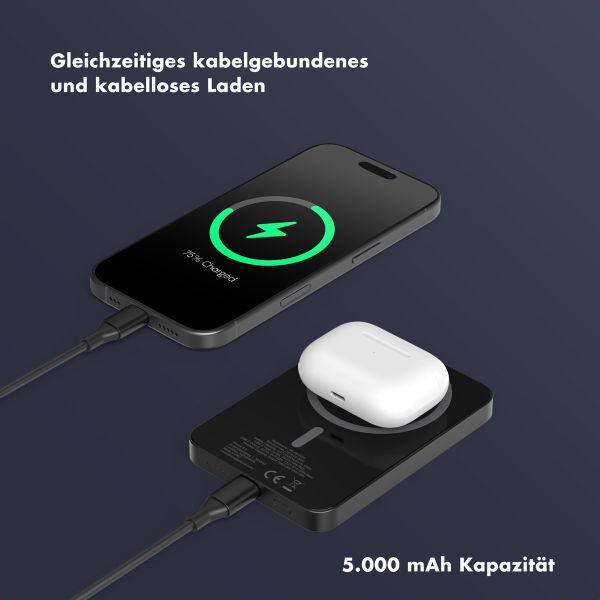 Selencia Vivid Powerbank 5.000 mAh - MagSafe und Qi2 - Schwarz / Chic Marble Black